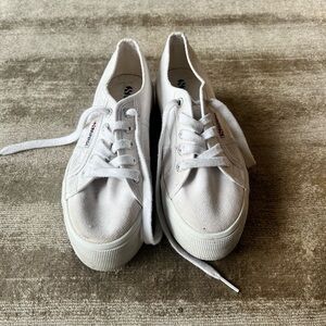 Superga platform white sneakers